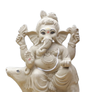 3 Ft Eco-Friendly Clay Ganesha Idol – Handcrafted Natural Ganesh Murti