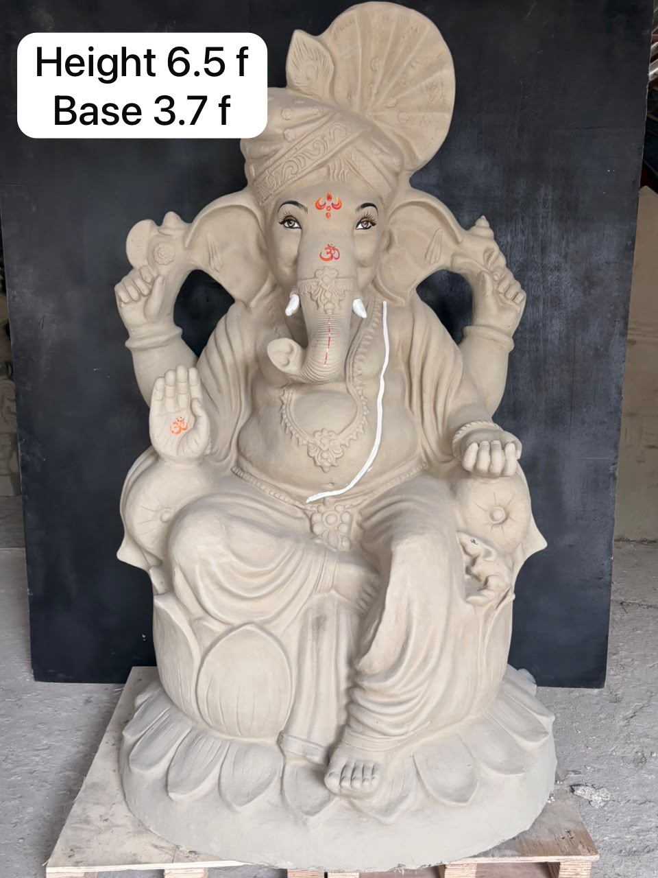 6.5 ft Eco-Friendly Clay Ganesh Idol (3.7 ft Base)