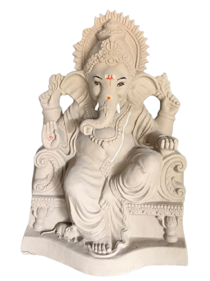 6.2 Ft Eco-Friendly Clay Ganesha Idol – Handcrafted Natural Ganesh Murti