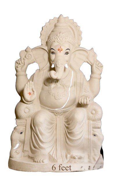 6 Ft Eco-Friendly Clay Ganesha Idol – Handcrafted Natural Ganesh Murti