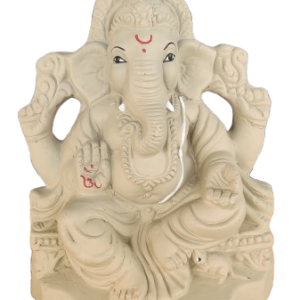 6 Inch Eco-Friendly Clay Ganesha Idol – Handcrafted Natural Ganesh Murti