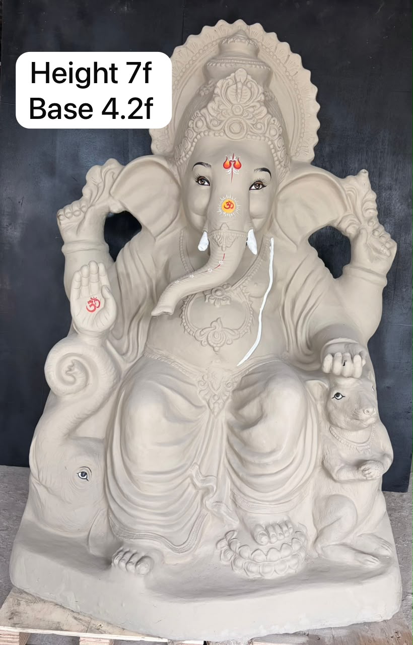 7 ft Eco-Friendly Clay Ganesh Idol (4.2 ft Base)