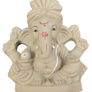 8 Inch Eco-Friendly Clay Ganesha Idol – Handcrafted Natural Ganesh Murti