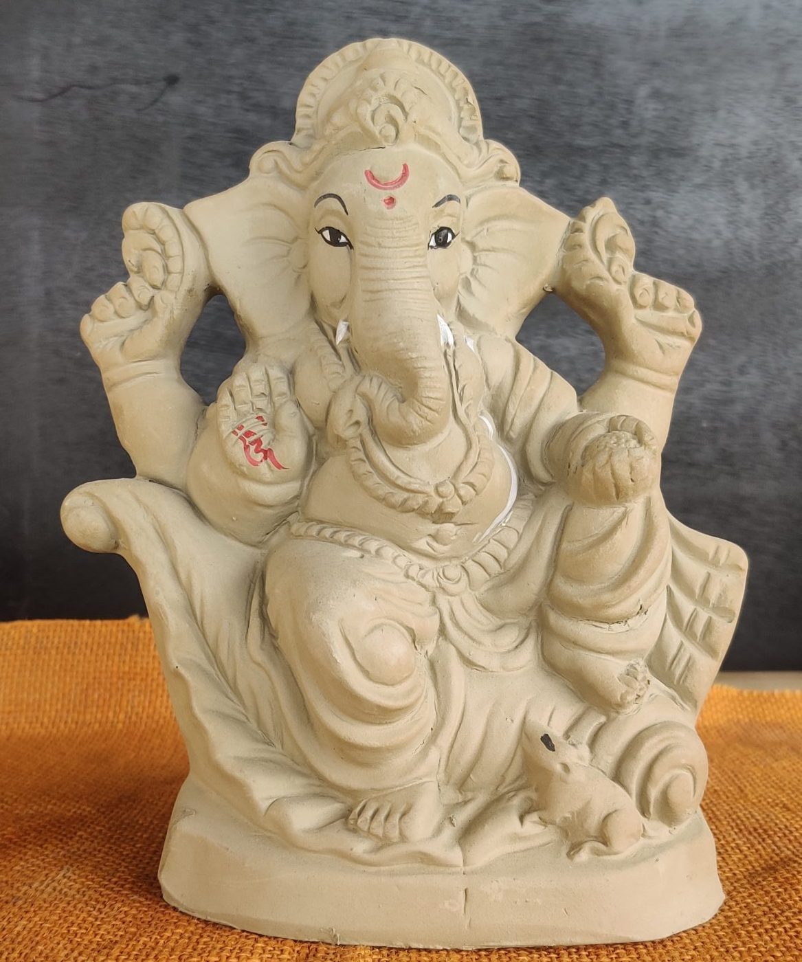8 Inch Eco-Friendly Clay Ganesh Idol