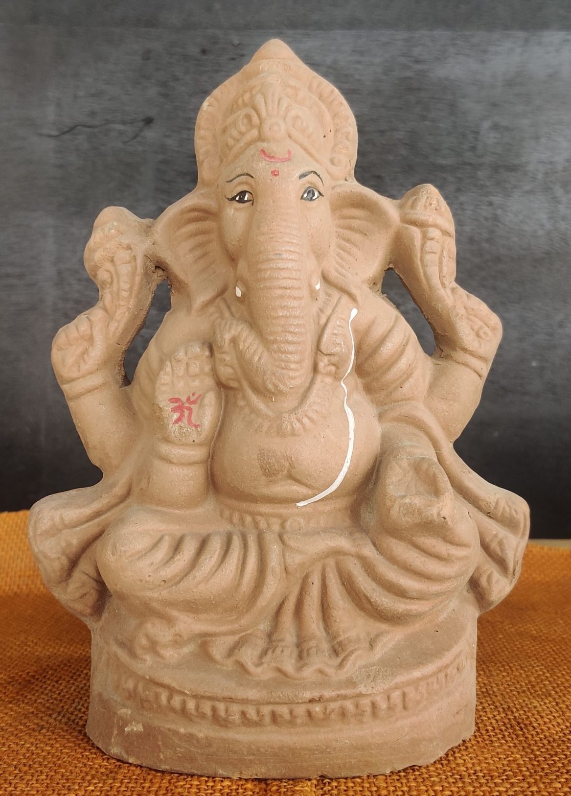 8 Inch Eco-Friendly Clay Ganesh Idol